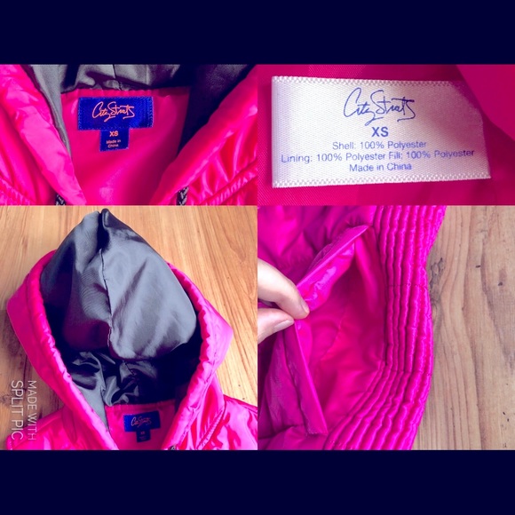 CITY STREETS Puffer Vest w/ Hood Pink XS Women’s - Picture 3 of 14